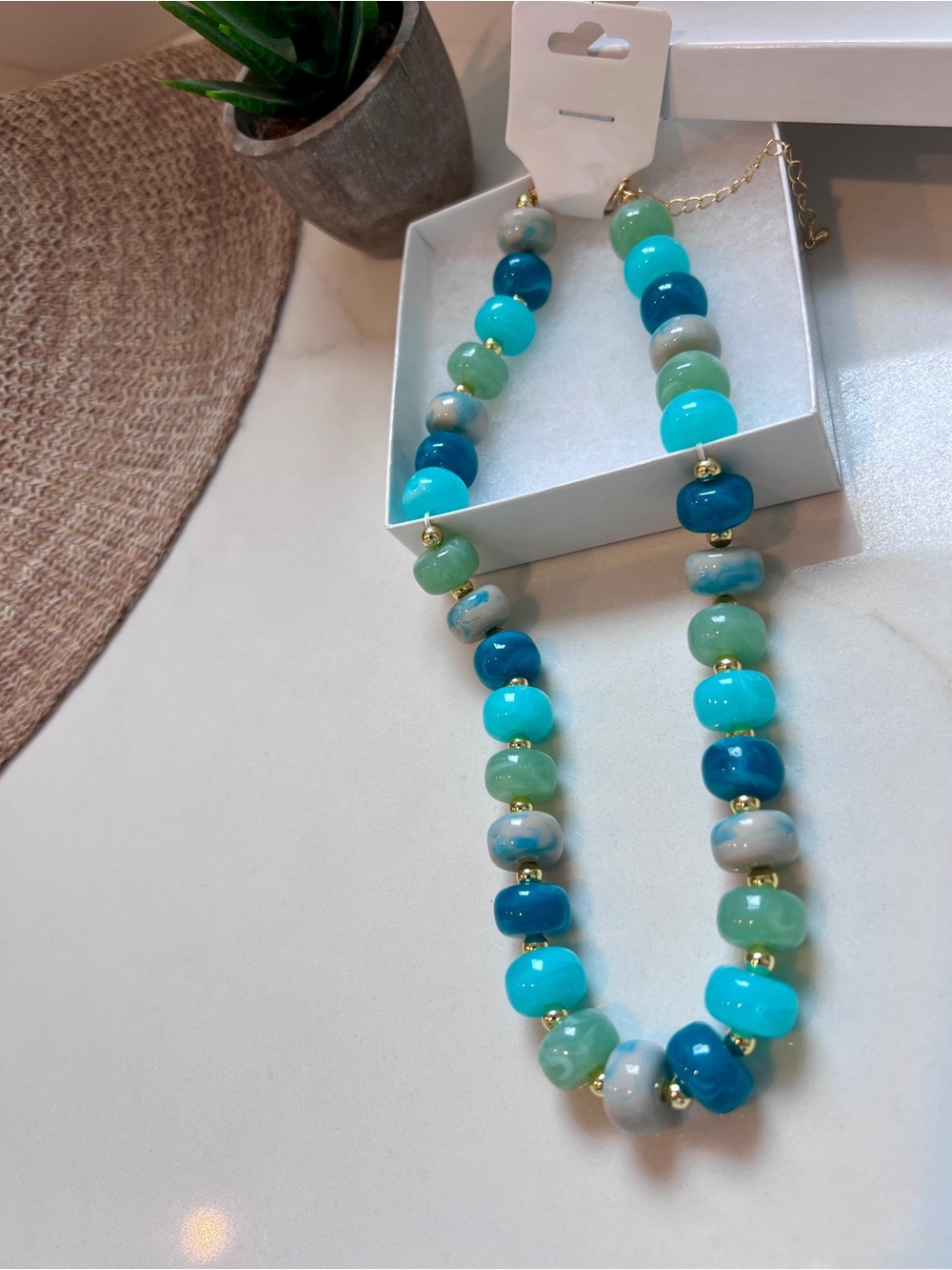 Turquoise & Aqua Beaded Statement Necklace